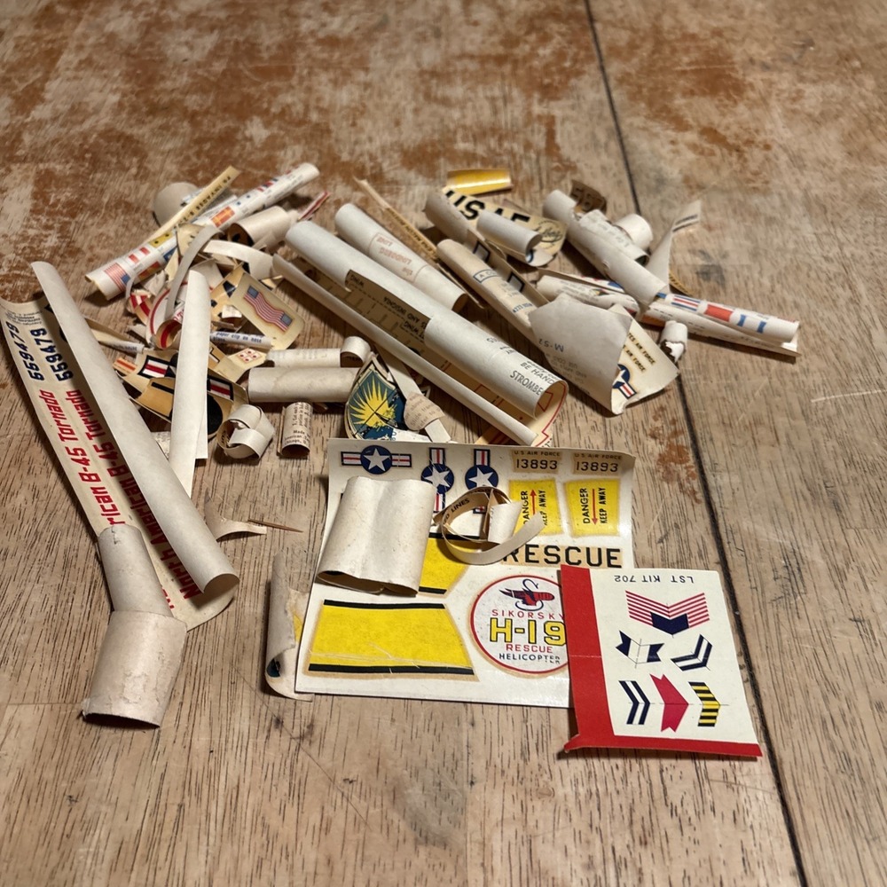 Vintage Lot Original Model Kit Stickers Decals Water Transfers Planes Chevy Ford